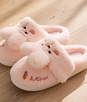 Rabbit Slippers Women Non-Slip Soft Warm House Shoes Men Ladies Indoor Bedroom Couples Cartoon - Lusy Store LLC