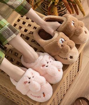 Rabbit Slippers Women Non-Slip Soft Warm House Shoes Men Ladies Indoor Bedroom Couples Cartoon - Lusy Store LLC