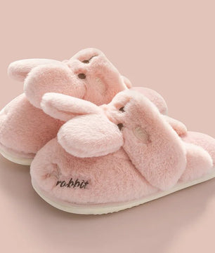 Rabbit Slippers Women Non-Slip Soft Warm House Shoes Men Ladies Indoor Bedroom Couples Cartoon - Lusy Store LLC