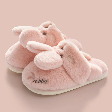 Rabbit Slippers Women Non-Slip Soft Warm House Shoes Men Ladies Indoor Bedroom Couples Cartoon - Lusy Store LLC