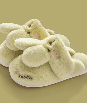 Rabbit Slippers Women Non-Slip Soft Warm House Shoes Men Ladies Indoor Bedroom Couples Cartoon - Lusy Store LLC