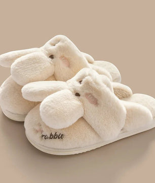 Rabbit Slippers Women Non-Slip Soft Warm House Shoes Men Ladies Indoor Bedroom Couples Cartoon - Lusy Store LLC