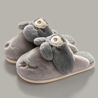 Rabbit Slippers - Non-Slip Soft Warm - House Shoes Indoor Bedroom Cartoon C-Grey