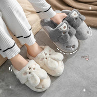 Rabbit Slippers Women Non-Slip Soft Warm House Shoes Men Ladies Indoor Bedroom Couples Cartoon - Lusy Store LLC