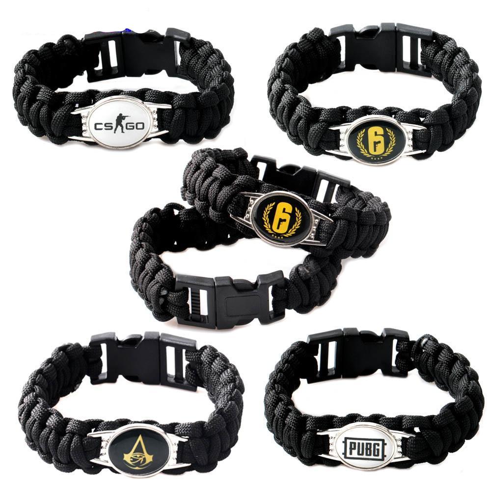 Rainbow Six Assassins PUBG CS GO Logo Charm Bracelet Retro CSGO Punk Jewelry DIY Handmade Braided Bangle - Lusy Store