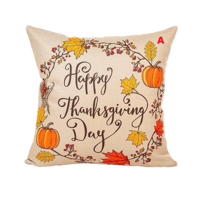 Rustic Style Happy Thanks Giving Day Turkey Flax Throw Pillow Case Cushion Cover Sofa Home Decor - Lusy Store