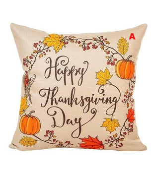 Rustic Style Happy Thanks Giving Day Turkey Flax Throw Pillow Case Cushion Cover Sofa Home Decor - Lusy Store