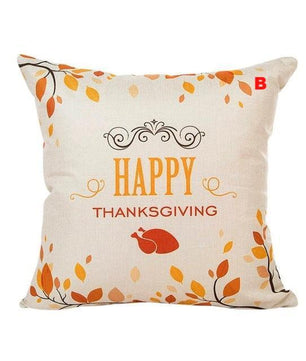 Rustic Style Happy Thanks Giving Day Turkey Flax Throw Pillow Case Cushion Cover Sofa Home Decor - Lusy Store