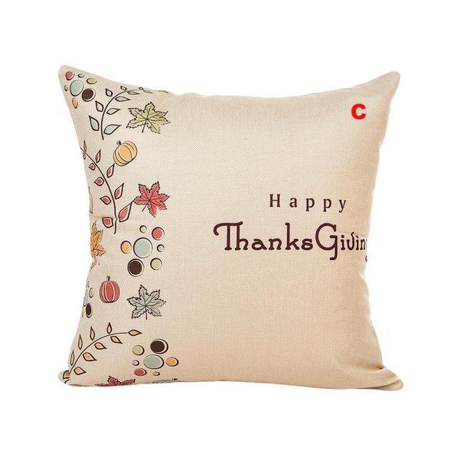 Rustic Style Happy Thanks Giving Day Turkey Flax Throw Pillow Case Cushion Cover Sofa Home Decor - Lusy Store
