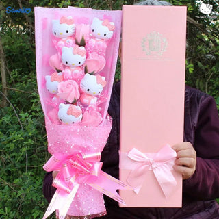 Sanrio bouquet anime hello kitty plush bouquet kawaii soap flower gifts - Lusy Store LLC
