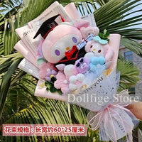 Sanrio bouquet cartoon cinnamoroll melody kuromi with graduation hats - Lusy Store LLC