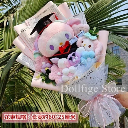 Sanrio bouquet cartoon cinnamoroll melody kuromi with graduation hats Melody 2