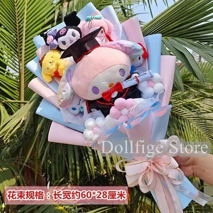 Sanrio bouquet cartoon cinnamoroll melody kuromi with graduation hats - Lusy Store LLC