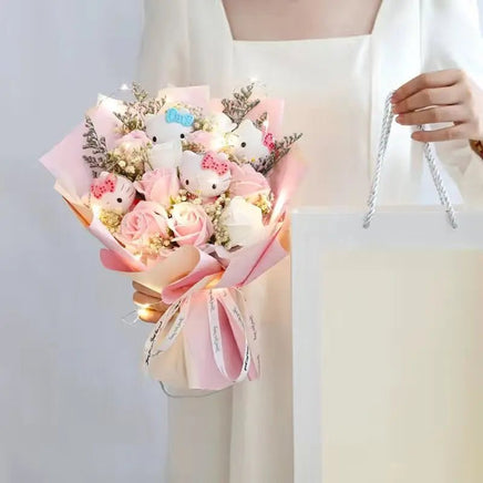 Sanrio bouquet kawali hello kitty kuromi melody cinnamoroll plush bouquet - Lusy Store LLC