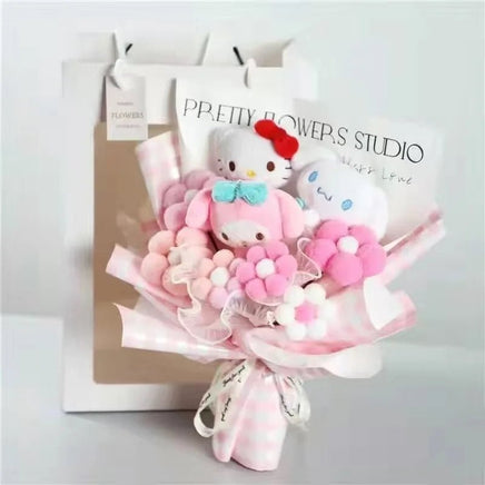 Sanrio bouquet kawali hello kitty kuromi melody cinnamoroll plush bouquet - Lusy Store LLC