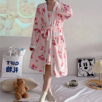 Sanrio Pajamas Cinnamoroll My Melody Plush Cotton Nightdress With Robe - Lusy Store LLC