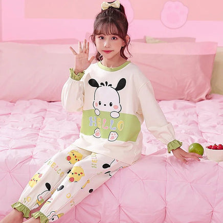 Sanrio Pajamas Kuromi My Melody Cinnamoroll Cute Anime Sleepwear Boys Girls Loungewear Pochacco