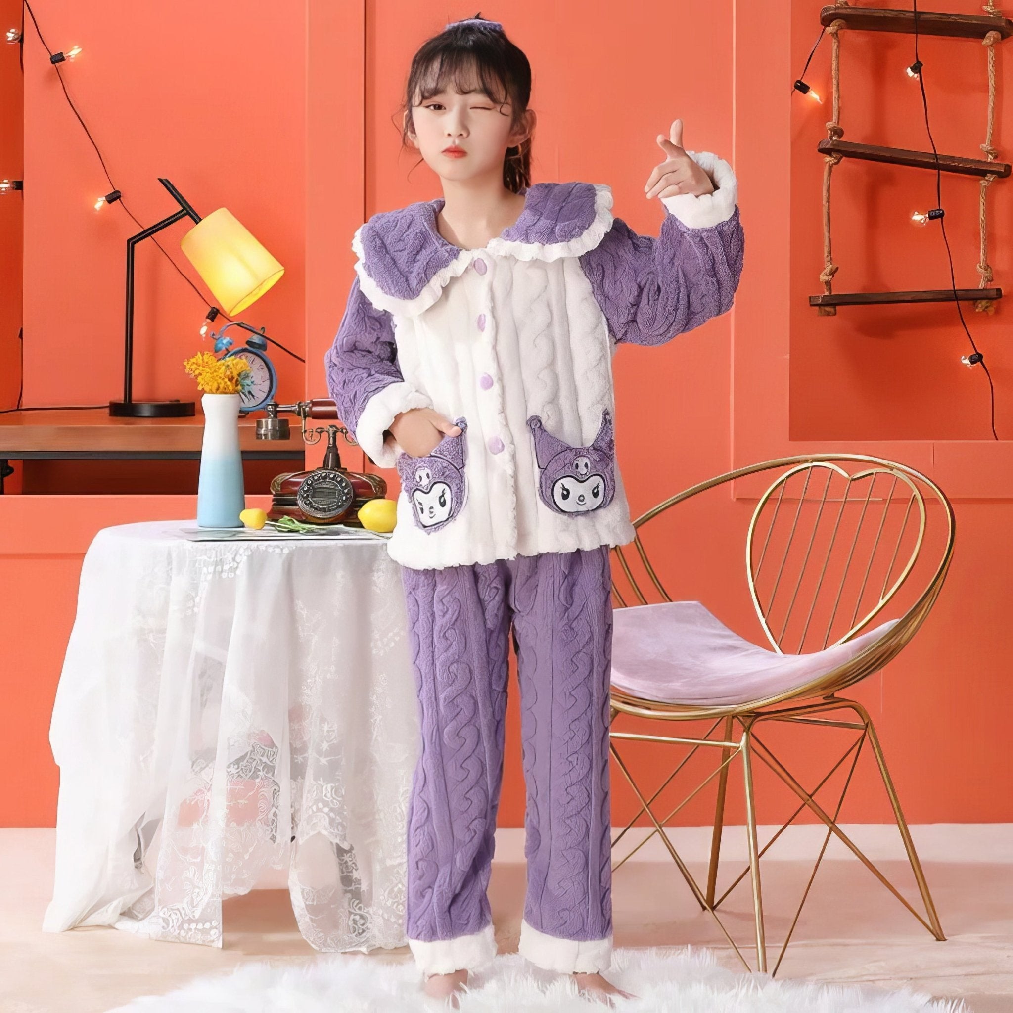 Sanrio Pajamas Kuromi Plush Girls Melody Cinnamoroll Coral Velvet