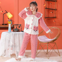 Sanrio Pajamas Kuromi Plush Girls Melody Cinnamoroll Coral Velvet Cardigan Princess Style Pink