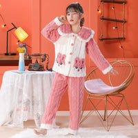 Sanrio Pajamas Kuromi Plush Girls Melody Cinnamoroll Coral Velvet Cardigan Princess Style - Lusy Store LLC