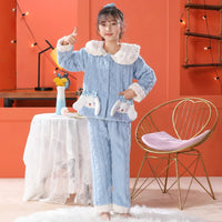 Sanrio Pajamas Kuromi Plush Girls Melody Cinnamoroll Coral Velvet Cardigan Princess Style - Lusy Store LLC