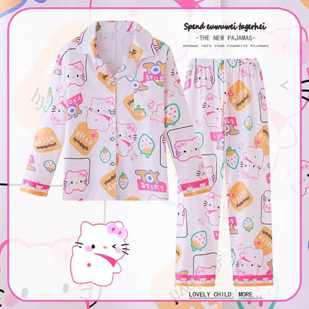Sanrio Pajamas Set Cinnamoroll Long-Sleeved Cartoon My Melody Kuromi Anime Sleepwear Suit Student Clothes - Lusy Store LLC
