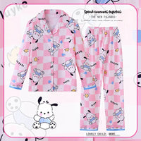 Sanrio Pajamas Set Cinnamoroll Long-Sleeved Cartoon My Melody Kuromi Anime Sleepwear Suit Student Clothes - Lusy Store LLC
