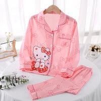 Sanrio Pajamas Set Cinnamoroll Long-Sleeved Cartoon My Melody Kuromi Anime Sleepwear Suit Student Clothes - Lusy Store LLC