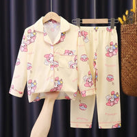 Sanrio Pajamas Set Cinnamoroll Long-Sleeved Cartoon My Melody Kuromi Anime Sleepwear Suit Student Clothes - Lusy Store LLC