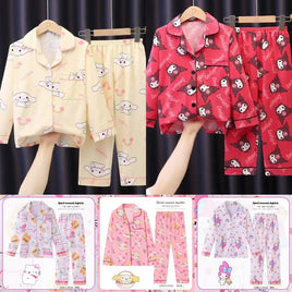 Sanrio Pajamas Set Cinnamoroll Long-Sleeved Cartoon My Melody Kuromi Anime Sleepwear Suit Student Clothes