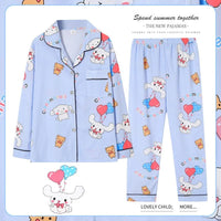 Sanrio Pajamas Set Cinnamoroll Long-Sleeved Cartoon My Melody Kuromi Anime Sleepwear Suit Student Clothes - Lusy Store LLC