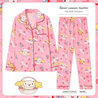 Sanrio Pajamas Set Cinnamoroll Long-Sleeved Cartoon My Melody Kuromi Anime Sleepwear Suit Student Clothes - Lusy Store LLC