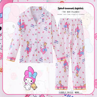 Sanrio Pajamas Set Cinnamoroll Long-Sleeved Cartoon My Melody Kuromi Anime Sleepwear Suit Student Clothes - Lusy Store LLC