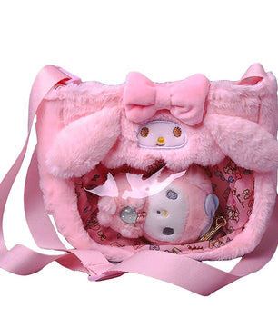 Sanrio Plush Bag Kawali Figure Cinnamoroll Kuromi My Melody Messenger Bag Shoulder Backpack HK64 - Lusy Store LLC