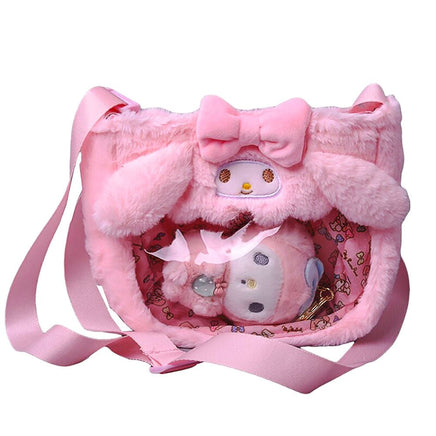 Sanrio Plush Bag Kawali Figure Cinnamoroll Kuromi My Melody Messenger Bag Shoulder Backpack HK64 - Lusy Store LLC