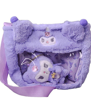 Sanrio Plush Bag Kawali Figure Cinnamoroll Kuromi My Melody Messenger Bag Shoulder Backpack HK64 - Lusy Store LLC