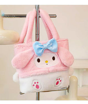 Sanrio Plush Bag Plush Kuromi Shoulder Bag Handbag My Melody Armpit Tote Makeup Girl HK68 - Lusy Store LLC