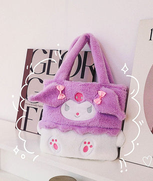 Sanrio Plush Bag Plush Kuromi Shoulder Bag Handbag My Melody Armpit Tote Makeup Girl HK68 - Lusy Store LLC