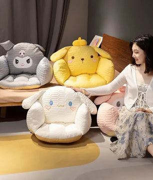 Sanrio Plush Cushion Cartoon Cinnamoroll Half Surrounded Kuromi Backrest Dormitory Office Non-slip Chair Cushion - Lusy Store LLC