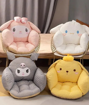 Sanrio Plush Cushion Cartoon Cinnamoroll Half Surrounded Kuromi Backrest Dormitory Office Non-slip Chair Cushion - Lusy Store LLC