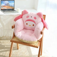 Sanrio Plush Cushion Hello Kitty Cinnamoroll Half Surrounded Kuromi Backrest Dormitory Office Non-slip Chair Cushion - Lusy Store LLC