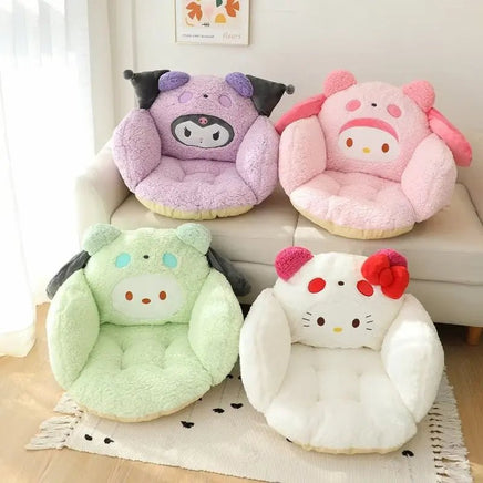 Sanrio Plush Cushion Hello Kitty Cinnamoroll Half Surrounded Kuromi Backrest Dormitory Office Non-slip Chair Cushion - Lusy Store LLC