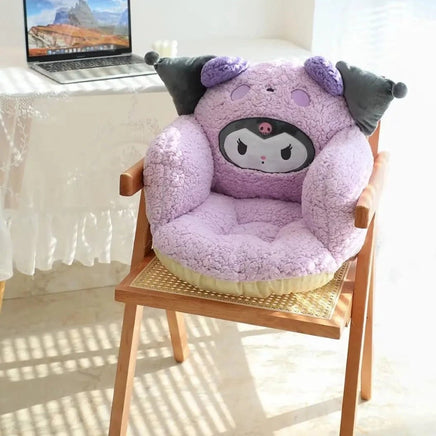 Sanrio Plush Cushion Hello Kitty Cinnamoroll Half Surrounded Kuromi Backrest Dormitory Office Non-slip Chair Cushion - Lusy Store LLC