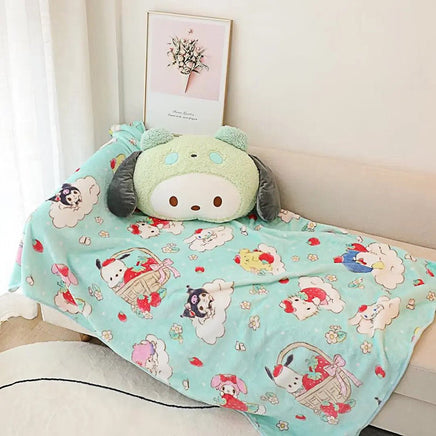 Sanrio Plush Cute Kuromi Melody Pochacco Sofa Cushion Blanket 2 In 1 Gifts - Lusy Store LLC