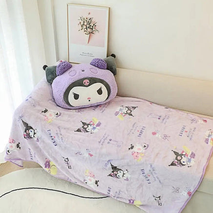 Sanrio Plush Cute Kuromi Melody Pochacco Sofa Cushion Blanket 2 In 1 Gifts - Lusy Store LLC