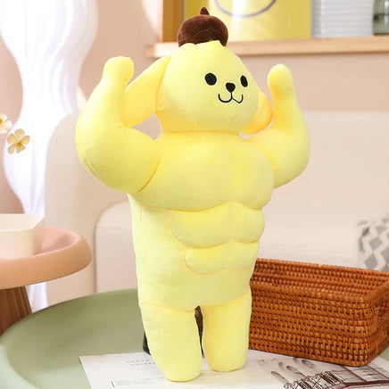 Sanrio Plush Funny Muscle Man Melody Kuromi Cinnamoroll Pom Pom Purin Stuffed Doll Kawaii Room - Lusy Store LLC