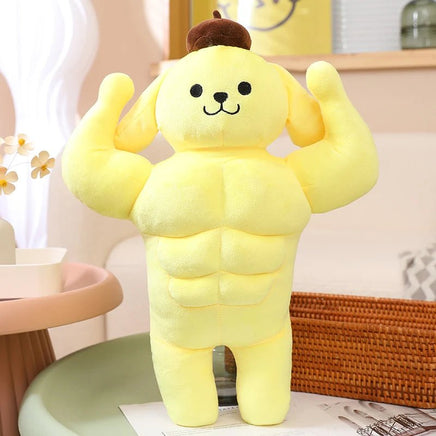 Sanrio Plush Funny Muscle Man Melody Kuromi Cinnamoroll Pom Pom Purin Stuffed Doll Kawaii Room - Lusy Store LLC