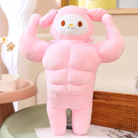 Sanrio Plush Funny Muscle Man Melody Kuromi Cinnamoroll Pom Pom Purin Stuffed Doll Kawaii Room - Lusy Store LLC