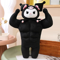 Sanrio Plush Funny Muscle Man Melody Kuromi Cinnamoroll Pom Pom Purin Stuffed Doll Kawaii Room - Lusy Store LLC
