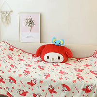 Sanrio Plush Large Melody Plush Doll Pillow Carpet 2-In-1 Soft Cushion Plush Blanket - Lusy Store LLC